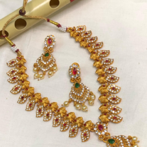 MATTE GANESH DESIGN NECKLACE SET - Image 1