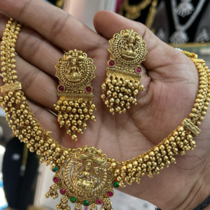ANTIQUE PREMIUM GOLD BEADS LAKSHMI NECKLACE - Image 4
