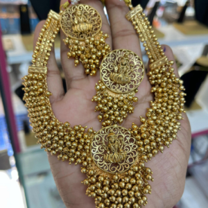 ANTIQUE PREMIUM GOLD BEADS LAKSHMI NECKLACE - Image 1
