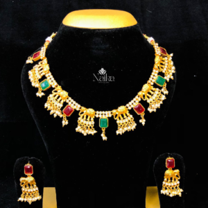 MATTE ELEPHANT DESIGN NECKLACE SET - Image 1