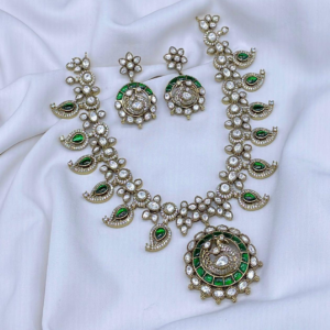 ORIGINAL MOISSANITE WITH JADAU STONE NECKLACE SET - Image 4